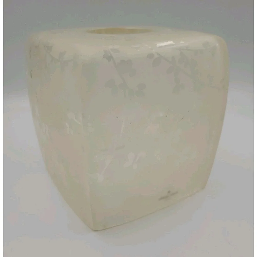 Kate Spade New York Frosted Floral Tissue Box Cover Square Vanity Bath Decor